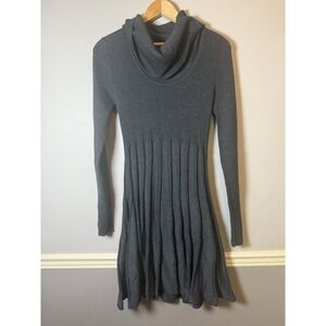 Calvin Klein Women's Sweater A-line Knit Gray Dress Cowl Neck Size Medium